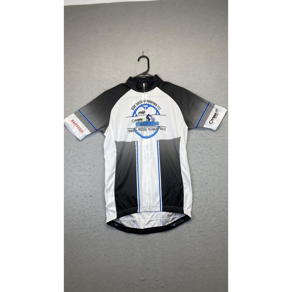 OA‎ OpenAir Cycling Jersey Mens Medium Black White Blue Full Zip BergiBike MTB